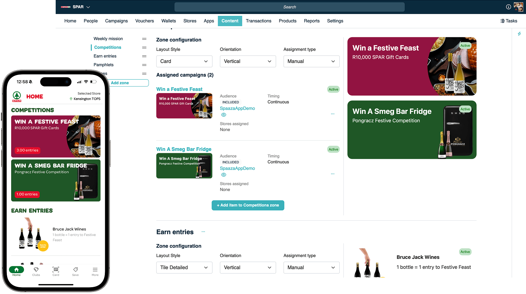 Spaaza iOS and Android apps with CMS